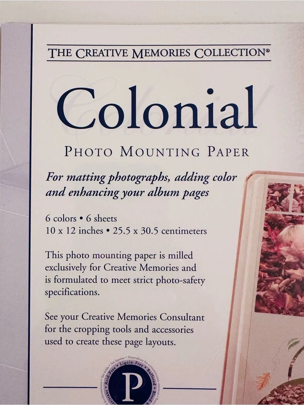 Creative Memories 10x12 Colonial Photo Mounting Paper - 6 colors • 6 sheets